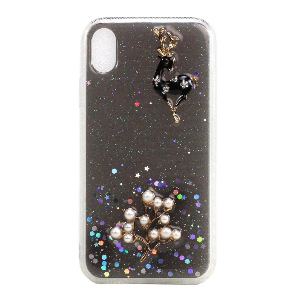 iPhone XR 3D Deer Crystal DIAMOND Shiny Case (Smoke)
